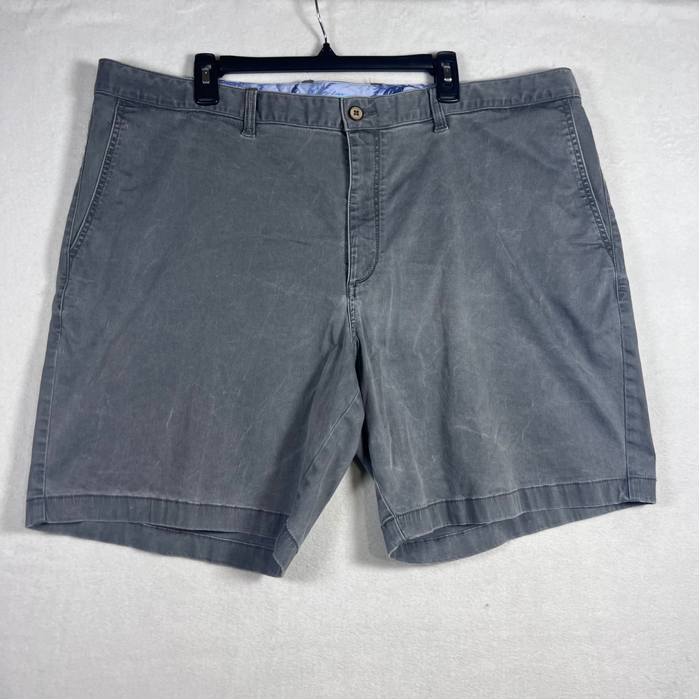 Tommy Bahama Shorts Mens 44 Chino Gray Cotton Tencel Stretch Flat Front Casual